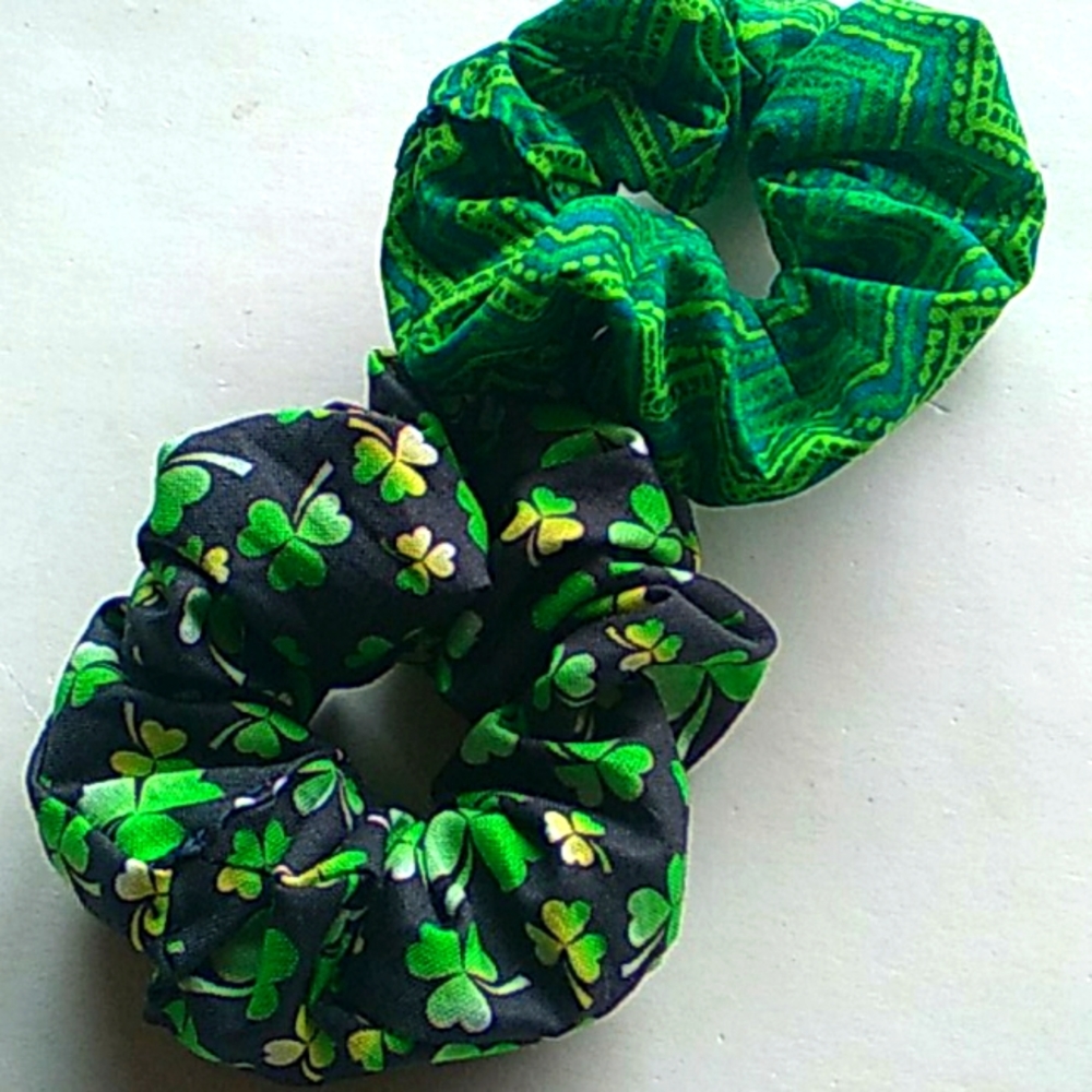 St Pat's St Patrick's day shamrock scrunchies